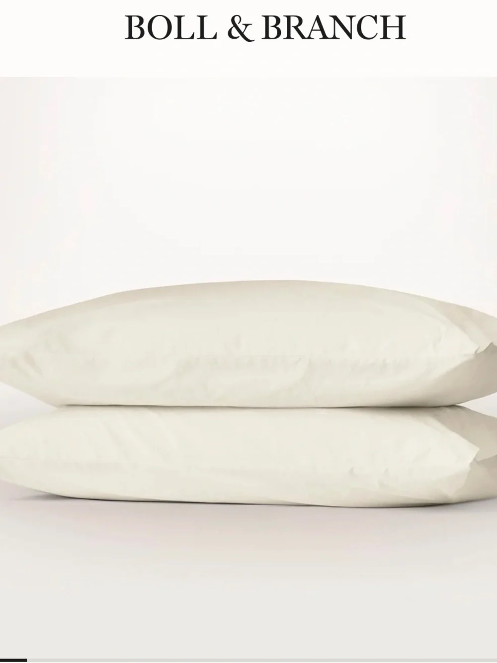 BOLL AND BRANCH NWT Percale Vintage Washed Cream Organic Soft Pillowcase Pair